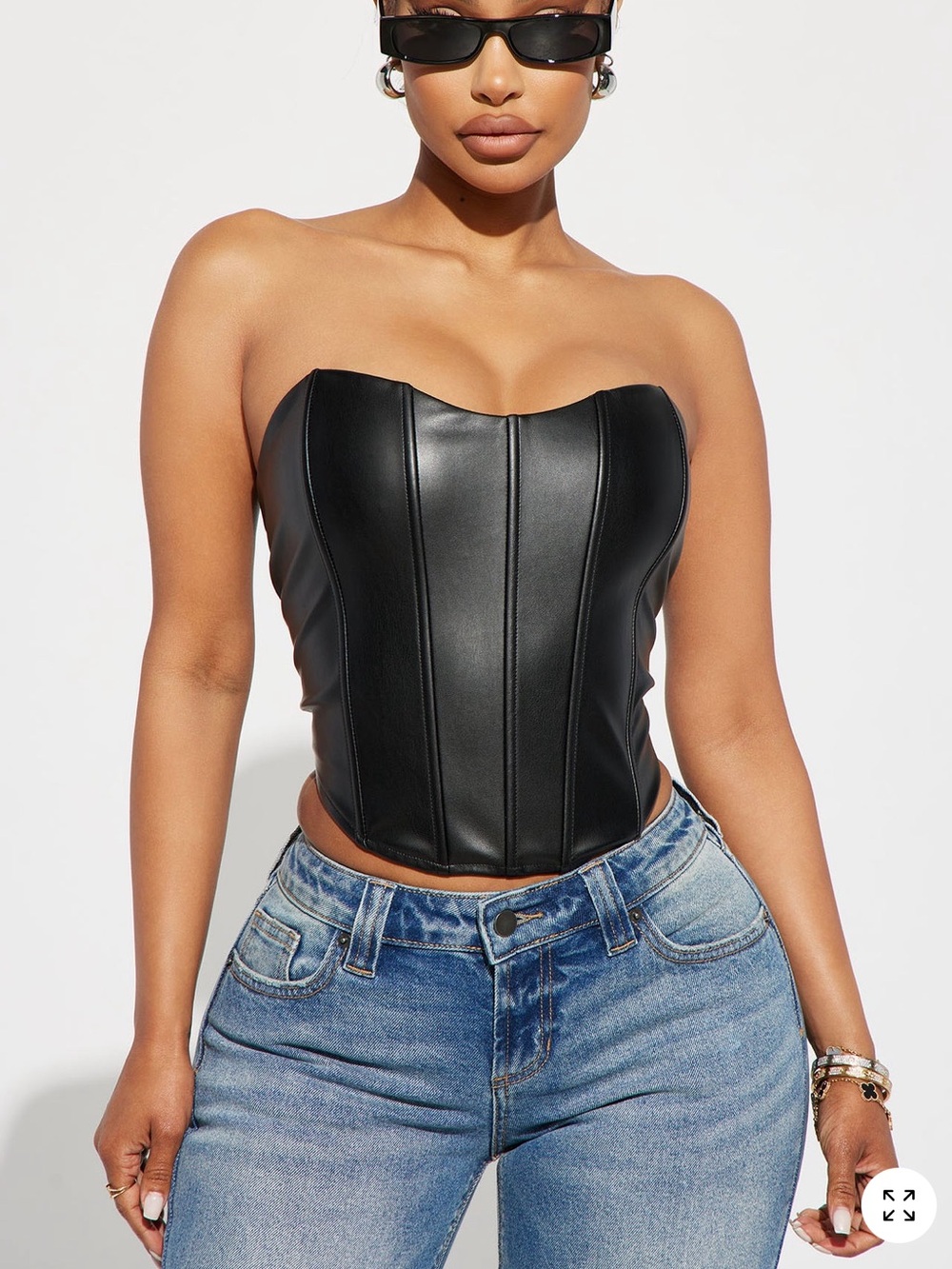 Fashion Nova Black Strapless Faux Leather Corset